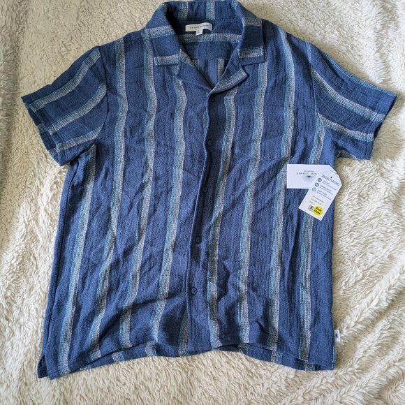 Men's Vintage Summer Set Blue Stripes Brand New NWT Buttons Pockets Drawstrings - Picture 2 of 12